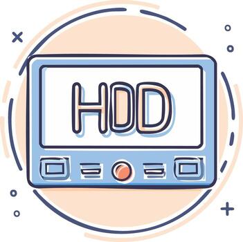 Hand drawn illustration of a modern device displaying the letters HDD vector