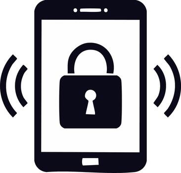 Locked Smartphone with Padlock Security Icon on Screen and Alert Signal vector