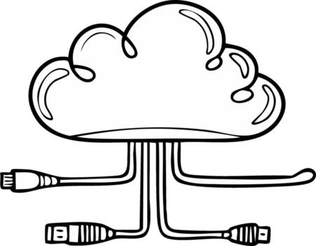 Cloud computing concept illustration with network cables vector
