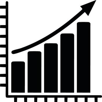 Rising Graph Bars with Increasing Arrow Illustrating Growth, Profit, Positive Chart, Success, Progress and Performance vector