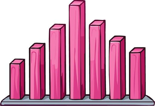 Pink Bar Chart Illustration Showing Growth, Analysis, Statistics and Financial Business Data Visualization vector