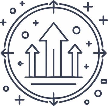 Growth concept with arrows in a circle with crosshair pointers and elements vector