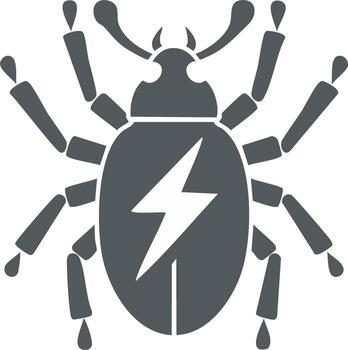 estilizado escarabajo icono con relámpago tornillo símbolo, simbolizando fuerza, energía, y tecnológico innovación vector