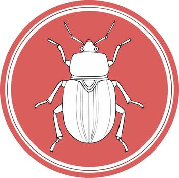 Dung Beetle Line Art Icon with Red Background Circle vector