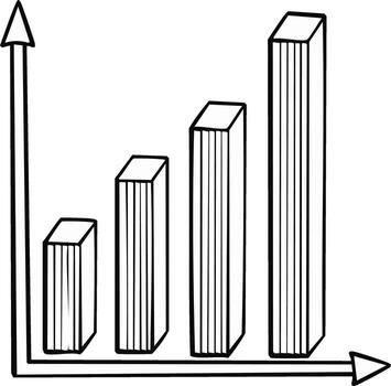Hand drawn bar graph visualization depicting business growth financial progress and data analysis vector
