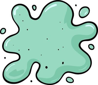 menta verde gota chapoteo goteo líquido, líquido charco, gráfico elemento, dibujos animados estilo vector