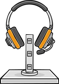 Headset with Microphone on Stand for Call Center or Gaming vector