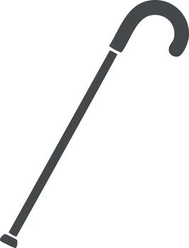 Elegant walking stick silhouette for stability and support tool with a curved handle vector