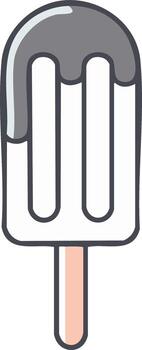 Simple icon of a melting popsicle with a dripping gray topping vector