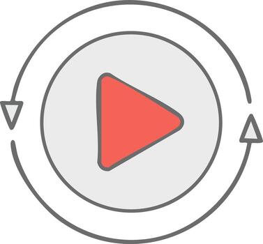 Play symbol within circular arrow, graphic design, repeat, replay, refresh vector