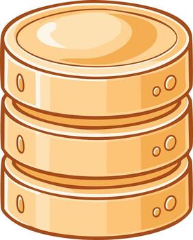 brillante dorado base de datos servidor icono para datos almacenamiento y tecnología vector