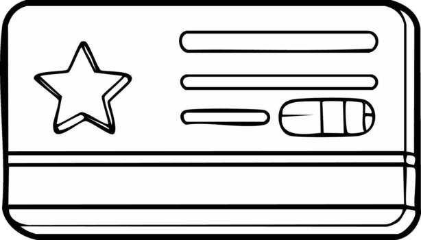 Identification Card with Star and Data Strips Outline Style Graphic Resource vector