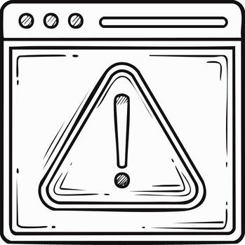 incompleto advertencia firmar alerta en navegador ventana ilustración vector