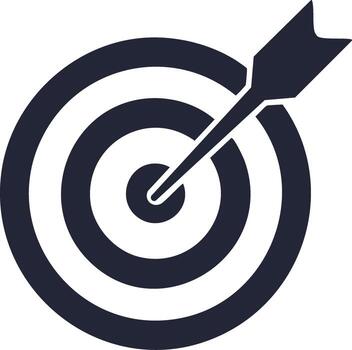 objetivo con flecha en el diana icono representando negocio meta, objetivo, y exitoso estrategia vector