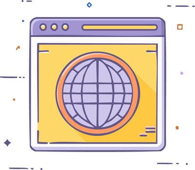 ilustración de un web navegador ventana con globo icono representando el Internet y comunicación vector