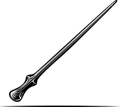 Elegant magic wand illustration with detailed handle, symbolizing fantasy, sorcery, and enchantment vector