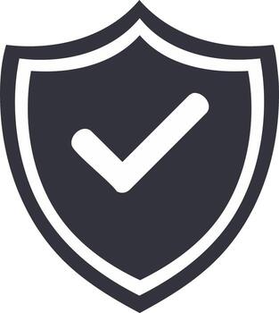 proteger icono con blanco marca de verificación símbolo dentro indicando seguridad y verificación vector
