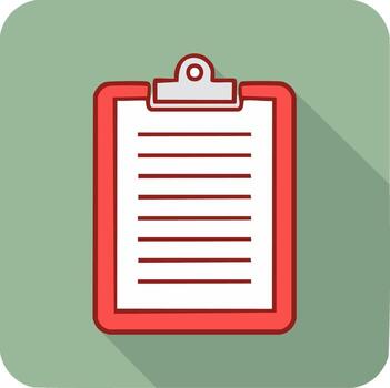Red Clipboard Flat Illustration with Paper and Lines for Notes and Documents vector