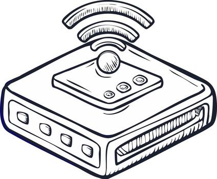 bosquejo ilustración de inalámbrico enrutador con controlar panel y visible conexiones para datos transferir vector