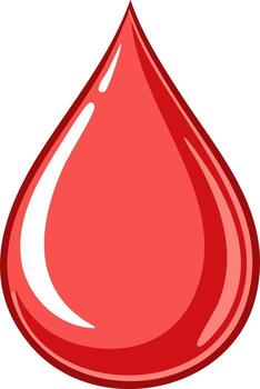 A single red drop with highlights and a glossy sheen symbolizing health and life vector