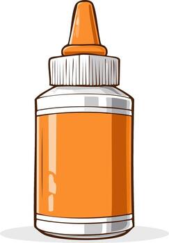 Orange Glue Bottle with Precision Applicator and Ribbed Cap for Crafts and Art Projects vector
