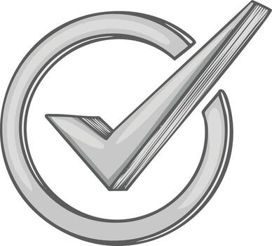 Monochrome Check Mark Approval Graphic in Circular Border Symbolizing Confirmation and Validation vector