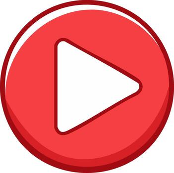 Simple red play button with white triangle symbol icon for media and entertainment vector