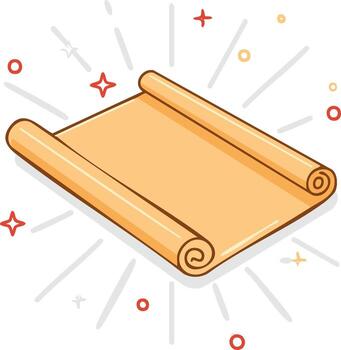 Stylized Scroll Illustration Manuscript Parchment Rolled Up with Sparkles and Dots vector