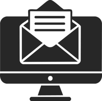 Email Notification Icon on Desktop Monitor for Online Messaging and Digital Inbox vector