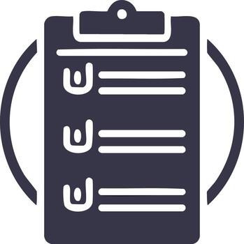 Dark Clipboard with Three Line Items and Checkboxes in List Style, Graphic Illustration vector