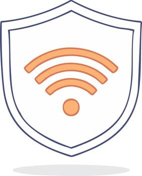 dibujado a mano estilo proteger icono proteger un Wifi señal para red seguridad vector
