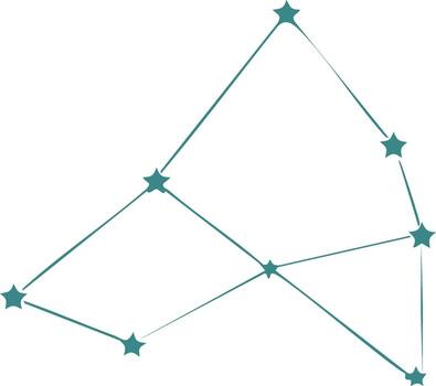 verde azulado estrellas conectado por líneas formando un celestial constelación modelo en un blanco antecedentes vector