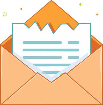 Opened envelope with a letter inside illustration. Simple icon for mail, messages, and news vector