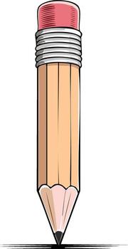 Drawing Pencil With Pink Eraser And Graphite Tip Creating Line Art vector