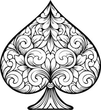 florido pala jugando tarjeta símbolo con un intrincado floral y volutas diseño vector