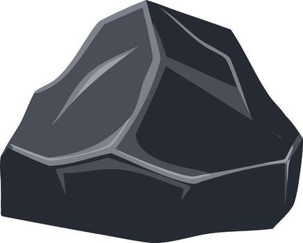 Stylized illustration of a large dark gray boulder with angular facets and sharp highlights vector