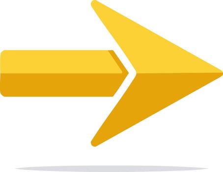 brillante amarillo flecha símbolo señalando Derecha para navegación Progreso y siguiente paso indicación vector