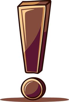 Stylized Brown Exclamation Mark with Shadows for Attention, Warning, and Emphasis vector