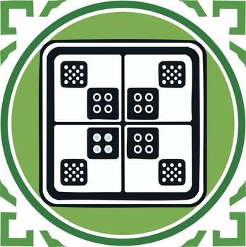 Stylized Squares and Circles Pattern in Green and Black, Retro Design vector