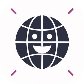 Smiling World Globe Icon Representing Global Connection, Happiness, and Digital Communication vector