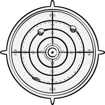 Radar Screen Displaying Targets and Missile Lock Trajectory vector