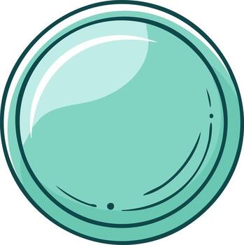 Glossy Teal Green Circle Button Icon or Bubble Design Element with Hand Drawn Style vector