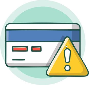 icon of a credit card with a warning symbol for payment failure or security alert vector