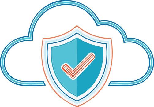 nube informática seguridad proteger con marca de verificación icono ilustrando datos proteccion vector