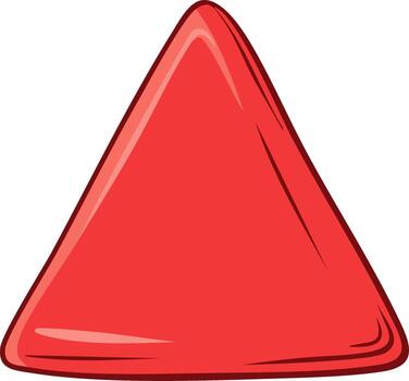 Red cartoon triangle design with rounded corners and glossy finish vector