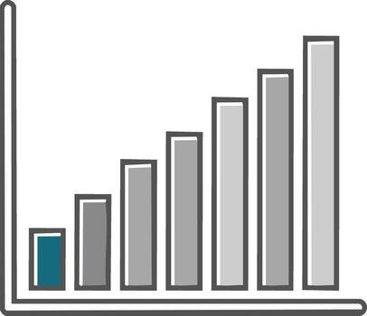 Illustrated bar graph representing growth and data visualization on a white background vector