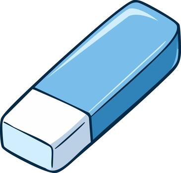 Blue rubber eraser drawing with a white end for correcting errors vector