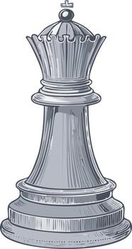 Stylized Chess Queen Piece in Silver Tones Depicting Strategy Game, Royal Power, and Board Game Fun, Isolated Object vector