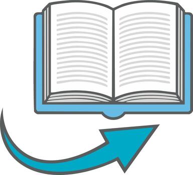 Open Book with Forward Arrow Symbolizing Progress and Learning vector
