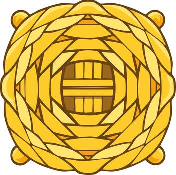 Abstract illustration of a woven object with a round design and simple color scheme vector